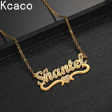 Custom Name Stainless Steel Necklace with Cubic Zircon Letters for Women