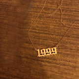 Custom Old English Number Necklace Stainless Steel Date Year Charm Romantic Gift