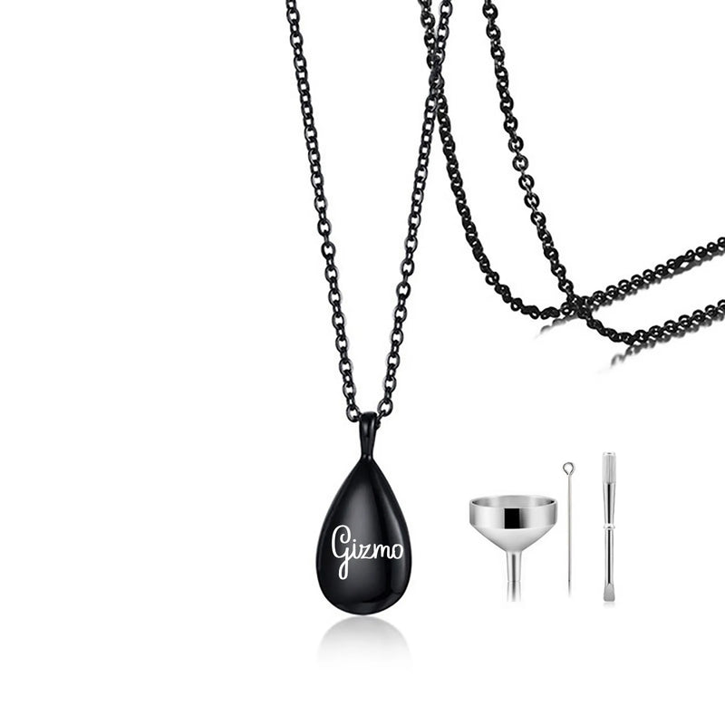 Personalized Teardrop Pet Name Urn Necklace Cremation Jewelry Necklace