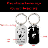 Personalized Photo Keychain Anniversary Gift Custom Initial Date