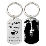 Personalized Photo Keychain Anniversary Gift Custom Initial Date