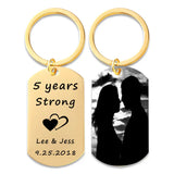 Personalized Photo Keychain Anniversary Gift Custom Initial Date