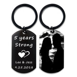 Personalized Photo Keychain Anniversary Gift Custom Initial Date