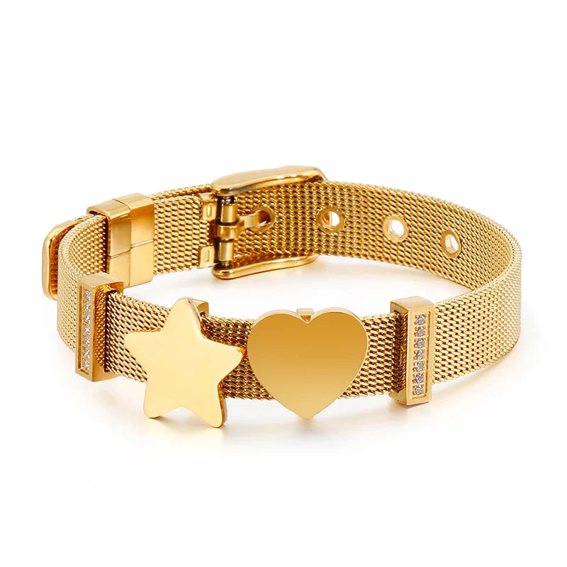 Personalized Photo Name Bracelet Watchband Stainless Steel Rose Women Men