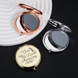 Personalized Rose Handheld Bathroom Folding Compact Makeup Mirror