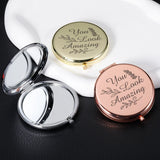 Personalized Rose Handheld Bathroom Folding Compact Makeup Mirror