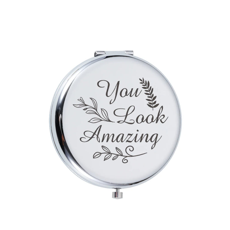 Personalized Rose Handheld Bathroom Folding Compact Makeup Mirror