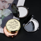Personalized Rose Handheld Bathroom Folding Compact Makeup Mirror