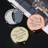 Personalized Rose Handheld Bathroom Folding Compact Makeup Mirror