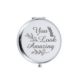Personalized Rose Handheld Bathroom Folding Compact Makeup Mirror