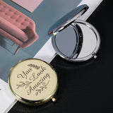Personalized Rose Handheld Bathroom Folding Compact Makeup Mirror