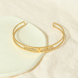 Personalized Stainless Steel Name Bangle Adjustable Engraved LOGO Cuff Bracelet