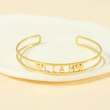 Personalized Stainless Steel Name Bangle Adjustable Engraved LOGO Cuff Bracelet