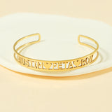 Personalized Stainless Steel Name Bangle Adjustable Engraved LOGO Cuff Bracelet