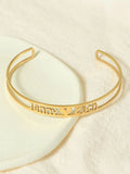 Personalized Stainless Steel Name Bangle Adjustable Engraved LOGO Cuff Bracelet