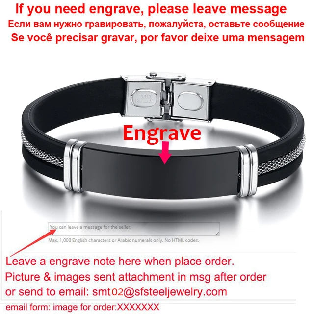 Customizable Stainless Steel ID Bracelet for Men
