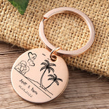 Personalized Name Key Chain for Sea Lover Couple Keyring