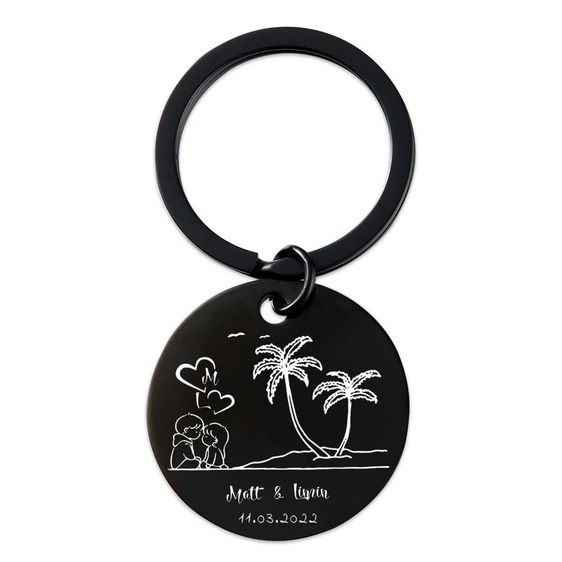 Personalized Name Key Chain for Sea Lover Couple Keyring