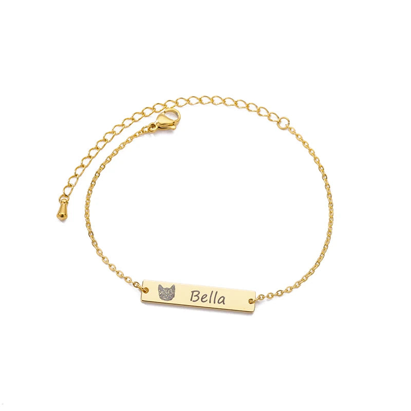 Personalized Pet Photo Name Bracelet Stainless Steel Jewelry