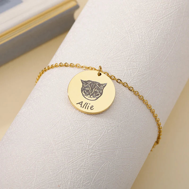 Personalized Cat Portrait Bracelet Stainless Steel