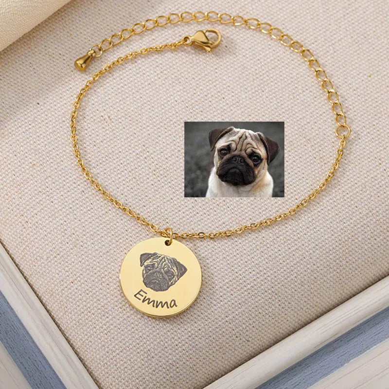 Personalized Cat Portrait Bracelet Stainless Steel