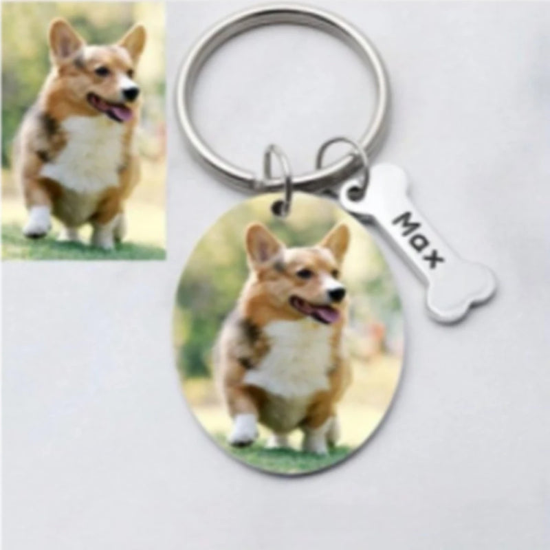 Pet Character Photo Necklace Keychain Titanium Steel Jewelry