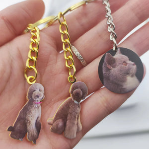 Pet Dog Cat Portrait Keychain Animals Charms Key Chain Dog Mom Key rings