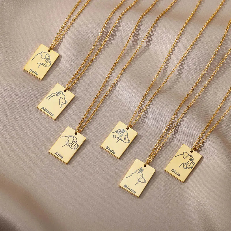 Personalized Pet Dog Name Necklace Stainless Steel Pendant