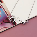 Pet Dog Paw Name Necklace Stainless Steel Women Necklace