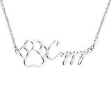 Pet Dog Paw Name Necklace Stainless Steel Women Necklace