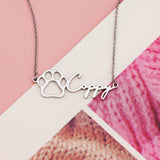 Pet Dog Paw Name Necklace Stainless Steel Women Necklace
