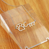 Pet Dog Paw Name Necklace Stainless Steel Women Necklace