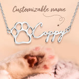 Pet Dog Paw Name Necklace Stainless Steel Women Necklace