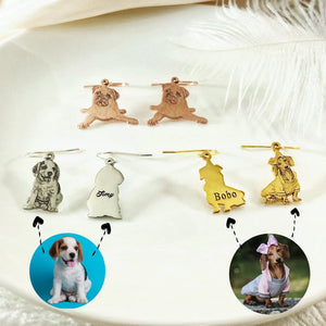 Custom Pet Photo Earrings - Personalized Pet Portrait Gift
