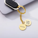 Pet Keychain For Women Men Stainless Steel Personalized Cat Dog Portrait