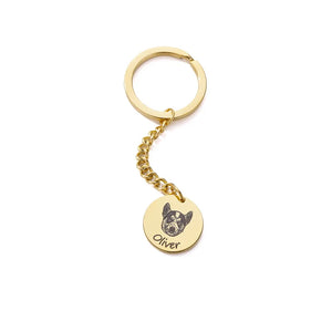 Pet Keychain For Women Men Stainless Steel Personalized Cat Dog Portrait