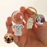 Custom Pet Portrait Keychain, Engraved Photo, Pet Loss Memorial Gift