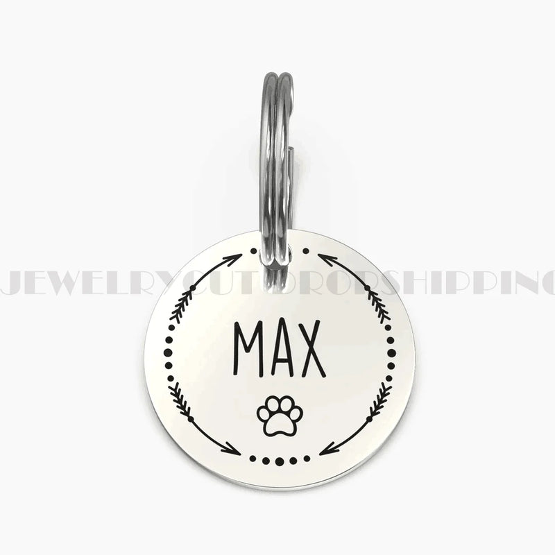 Custom Pet Name Keychain with Paw Prints for Dogs or Cats Memory