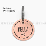 Custom Pet Name Keychain with Paw Prints for Dogs or Cats Memory