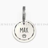 Custom Pet Name Keychain with Paw Prints for Dogs or Cats Memory