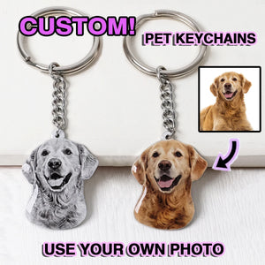 Custom Pet Photo Keychain Personalized Dog Cat Keyring