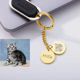 Personalized Pet Photo Keychain with Name - Stainless Steel Memorial Gift