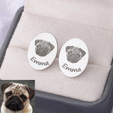 Personalized Pet Photo Earrings - Engraved Stainless Steel Animal Picture Studs