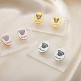 Personalized Pet Photo Earrings - Engraved Stainless Steel Animal Picture Studs