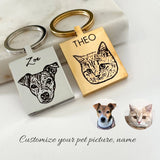 Custom Pet Footprint Keychain Personalized Stainless Steel Key Chain