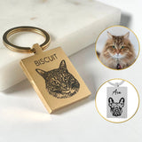 Custom Pet Footprint Keychain Personalized Stainless Steel Key Chain