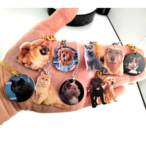Personalized Pet Photo Name Necklace with Keychain