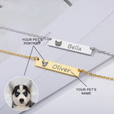 Personalized Stainless Steel Pet Photo Necklace Cat Dog Name Pendant