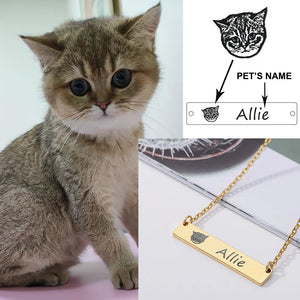 Personalized Stainless Steel Pet Photo Necklace Cat Dog Name Pendant