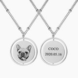 Personalized Pet Photo Necklace Engraved Name Pendant Memorial Gift